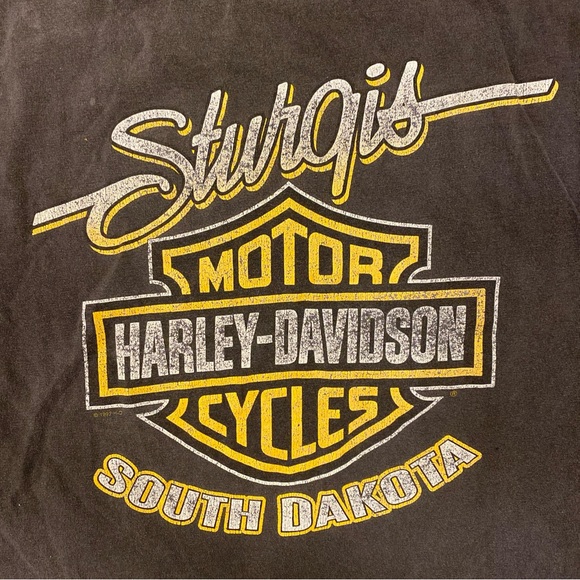 ‘00 Y2K VTG Harley-Davidson Sturgis T-Shirt L Measurement USA Made Tie-Dye Black - Picture 10 of 11